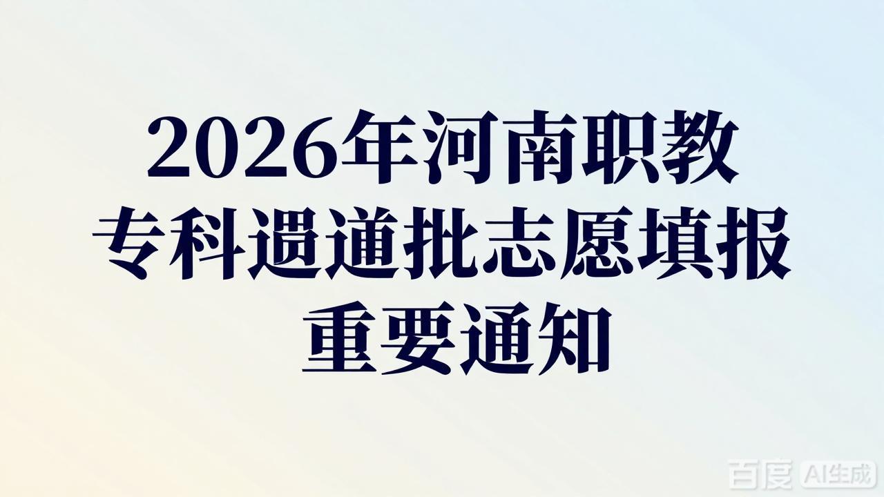 2026年河南省职业教育贯通批志愿填报全解析，一文读懂报考要点